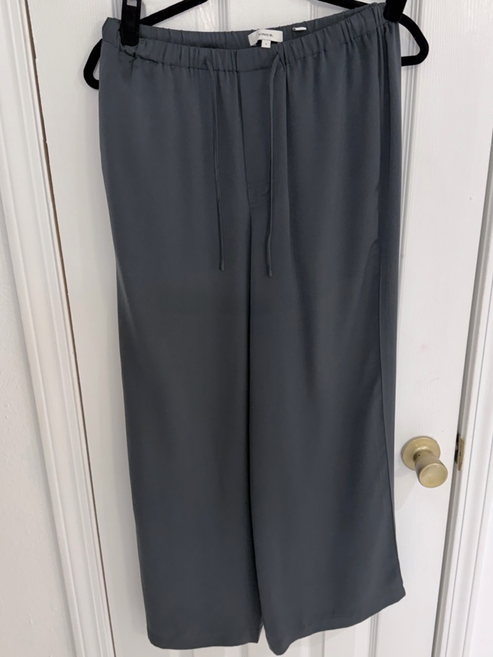 Vince Wide Leg Drawstring Pants in Slate Gray Green